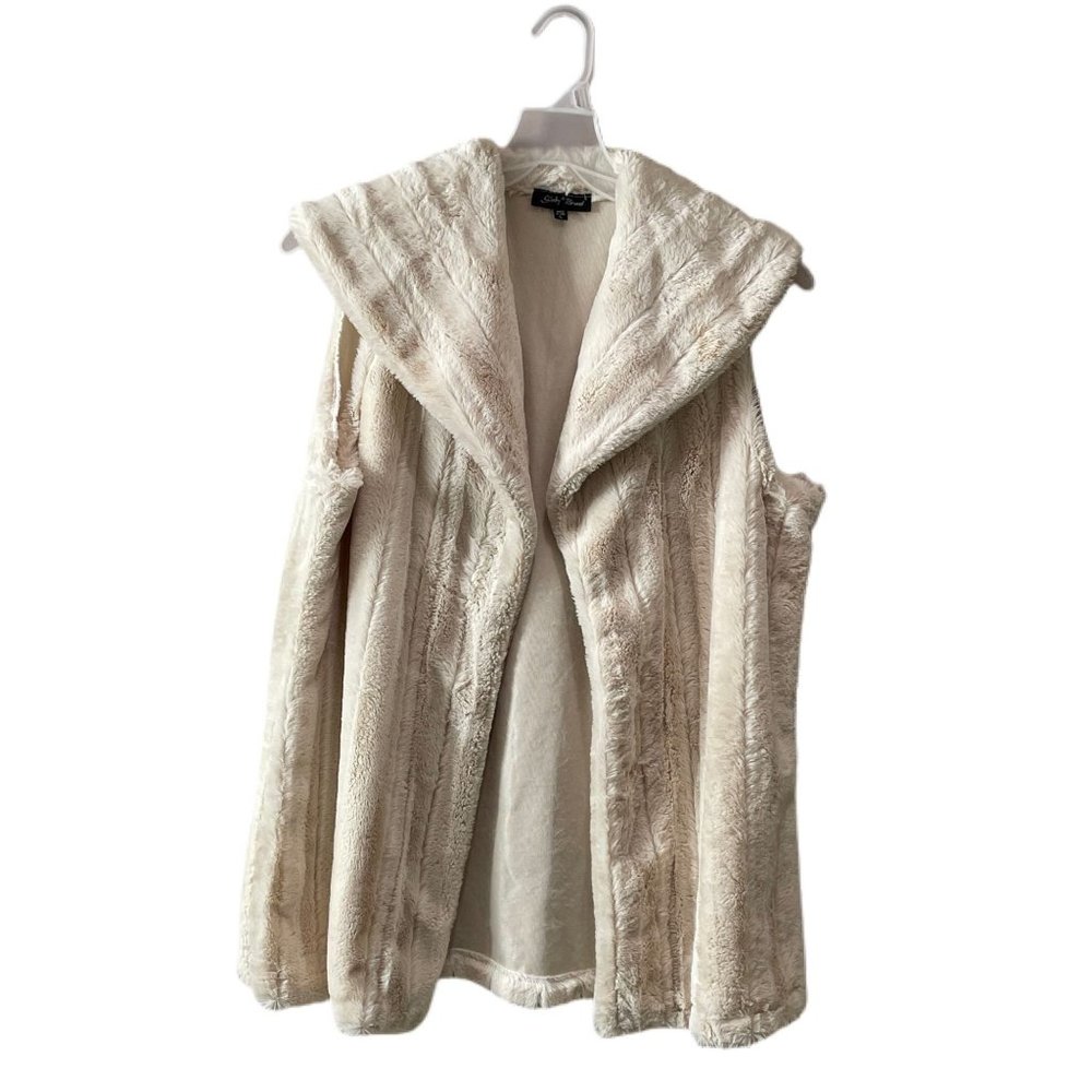 Slinky Brand Faux Fur Vest Ivory Women's Size Large